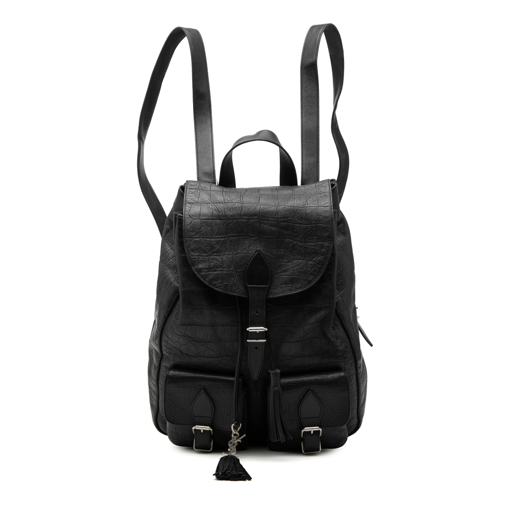 Pre-Loved Saint Laurent Croc Embossed Leather Festival Backpack